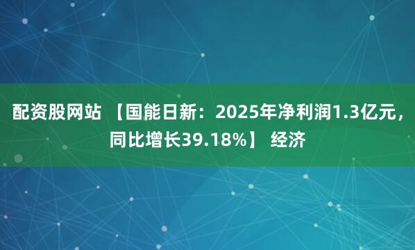 配资股网站 【国能日新：2025年净利润1.3亿元，同比增长39.18%】 经济